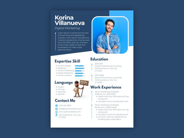 Visually appealing curriculum vitae (CV) design example.