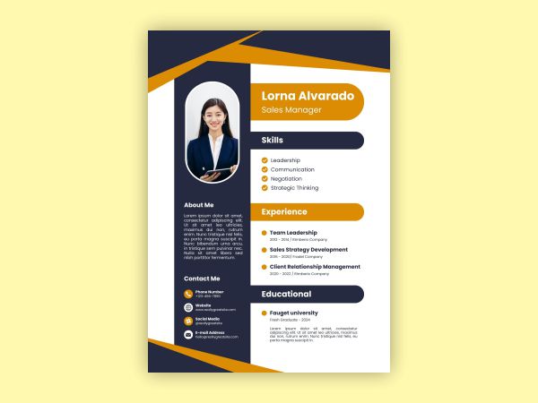 Modern CV layout template for job applications.